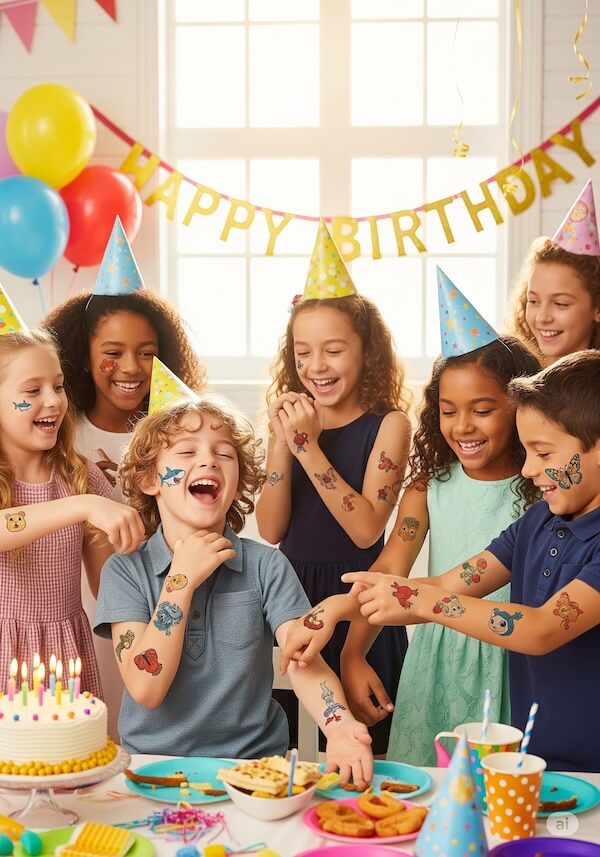 Kinder mit temporären Tattoos